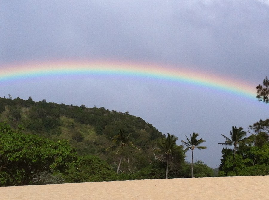 Rainbow at Waimea Bay